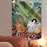 Yeknu Jungle Tiger & Girl Wall Tapestry