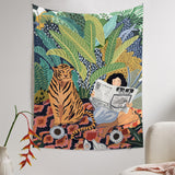 Yeknu Jungle Tiger & Girl Wall Tapestry