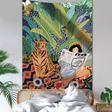 Yeknu Jungle Tiger & Girl Wall Tapestry