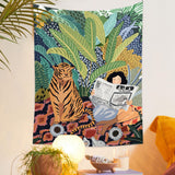 Yeknu Jungle Tiger & Girl Wall Tapestry