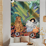 Yeknu Jungle Tiger & Girl Wall Tapestry