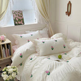 Yeknu Coquette Room Tulip Ruffle Bedding Set