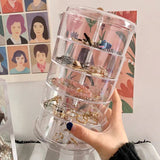 Yeknu Hair Pin Jewelry Transparent Rotating Storage