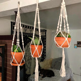 Yeknu Macrame Handmade Plant Hanger Baskets Flower Pots Holder Balcony Hanging Decoration Knotted Lifting Rope Home Garden Supplies