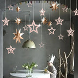 Yeknu Rose Gold Hollow Star Paper Garlands Banner Hanging for Wedding Christmas Decorations Kids Birthday Party Supplies Baby Shower