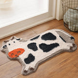 Yeknu Cow Bathroom Mat Fluffy Flocking Carpet Bath Tub Side Anti Slip Rug Floor Pad Animal Doormat Home Kids Room Nursery Decor