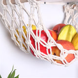 Yeknu Hand-Woven Macrame Vegetable Hammock Net Under Cabinet Fruit Hanging Basket Kitchen Storage Organizer Hanging MiniTapestry Decor