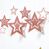 Yeknu Rose Gold Hollow Star Paper Garlands Banner Hanging for Wedding Christmas Decorations Kids Birthday Party Supplies Baby Shower