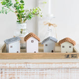 Yeknu Nordic Wooden House Ornaments Home Decoration Wood Architecture with Woven Proof Cute Desk Miniature Craft Work Nursery Decor