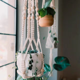 Yeknu Macrame Handmade Plant Hanger Baskets Flower Pots Holder Balcony Hanging Decoration Knotted Lifting Rope Home Garden Supplies