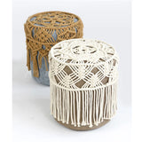 Yeknu Macrame Round Chair Cover Hand-Woven Cotton Cope Tassel Hanging Tapestry  Sofa Low Stool Chair Cover Boho Decor