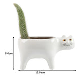 Yeknu Cute Cat Ceramic Garden Flower Pot Animal Image Cactus Plants Planter Succulent Plant Container Tabletop Ornaments Decoration