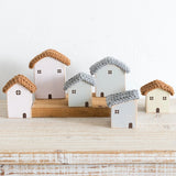 Yeknu Nordic Wooden House Ornaments Home Decoration Wood Architecture with Woven Proof Cute Desk Miniature Craft Work Nursery Decor