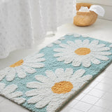 Yeknu Daisy Bathroom Mat Nordic Fluffy Carpet Area Rug Bath Room Floor Floral Absorbent Anti Slip Pad Bathmat Doormat Home Decor