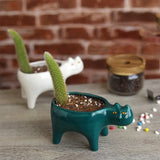 Yeknu Cute Cat Ceramic Garden Flower Pot Animal Image Cactus Plants Planter Succulent Plant Container Tabletop Ornaments Decoration