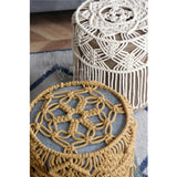 Yeknu Macrame Round Chair Cover Hand-Woven Cotton Cope Tassel Hanging Tapestry  Sofa Low Stool Chair Cover Boho Decor