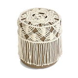 Yeknu Macrame Round Chair Cover Hand-Woven Cotton Cope Tassel Hanging Tapestry  Sofa Low Stool Chair Cover Boho Decor