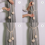 Yeknu Marame Curtain Tieback Curtain Tied Ball Pendant  Mini Tapestry Decoration Hnad-woven Cotton Strap  Curtain Accessories