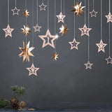 Yeknu Rose Gold Hollow Star Paper Garlands Banner Hanging for Wedding Christmas Decorations Kids Birthday Party Supplies Baby Shower