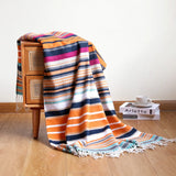 Yeknu Textile City Bohemia Colorful Striped Throw Blanket Comfy Soft Summer Tassels Sofa Cover Rainbow Woven Camping Picnic Blanket