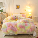 Yeknu - Super Shaggy Coral Fleece Warm Cozy Princess Bedding Set Mink Velvet Quilt/Duvet Cover Set Bed Comforter Blanket Pillowcases