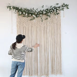 Yeknu Woven Macrame Wall Hanging Tapestry Large Door Curtain Bohon Decor Wedding Tapetry Backdrop Elegant Decoration  130*180cm