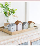 Yeknu Nordic Wooden House Ornaments Home Decoration Wood Architecture with Woven Proof Cute Desk Miniature Craft Work Nursery Decor