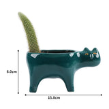 Yeknu Cute Cat Ceramic Garden Flower Pot Animal Image Cactus Plants Planter Succulent Plant Container Tabletop Ornaments Decoration