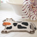 Yeknu Cow Bathroom Mat Fluffy Flocking Carpet Bath Tub Side Anti Slip Rug Floor Pad Animal Doormat Home Kids Room Nursery Decor