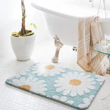 Yeknu Daisy Bathroom Mat Nordic Fluffy Carpet Area Rug Bath Room Floor Floral Absorbent Anti Slip Pad Bathmat Doormat Home Decor