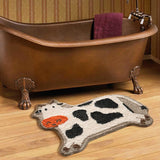 Yeknu Cow Bathroom Mat Fluffy Flocking Carpet Bath Tub Side Anti Slip Rug Floor Pad Animal Doormat Home Kids Room Nursery Decor