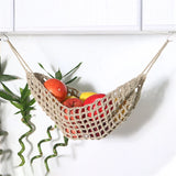 Yeknu Hand-Woven Macrame Vegetable Hammock Net Under Cabinet Fruit Hanging Basket Kitchen Storage Organizer Hanging MiniTapestry Decor