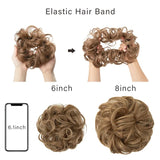 Yeknu - Synthetic Messy Hair Bun Chignon Scrunchies Fake Hair Band Braid Elastic Hairpiece Tail For Women Synthetic Wrap Curly Ponytail