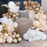 Yeknu 169pcs Double Stuffed Pastel Neutral Coffee Balloon Garland Arch Kit with Blush Nude Balloons for Bear Jungle Safari Party Decor