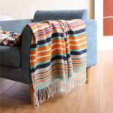 Yeknu Textile City Bohemia Colorful Striped Throw Blanket Comfy Soft Summer Tassels Sofa Cover Rainbow Woven Camping Picnic Blanket