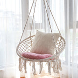 small bedroom ideas INS Nordic Style Net Red Hanging Basket Outdoor Cotton Rope Hanging Chair Balcony Cradle Chair Indoor B &amp; B Tassel Swing