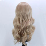 Yeknu Long Wavy Blonde Synthetic Lace Front Wig for Women Gloden Blonde Drag Queen Wig