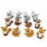 Yeknu Mini Plush Simulation Fox Squatting Fox Model Home Decoration Crafts Static Stuffed Plush Fox Doll Animal Figurine Party Gifts