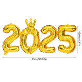 Yeknu Crown Number Foil Balloons Happy New Year Eve Party Decoration Photo Booth Props Supplies Christmas Home Decor Navidad 2024 2025