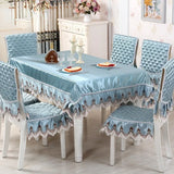 Yeknu Antiskid Dining Table Cover Jacquard Multiple Options Tablecloth Jacquard Square Lace Design Embroidered Flower Chair Covers