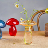 Yeknu Colourful Mushroom Vase Plant Glass Plant  Bud Vase Decoration Home Glass Aromatherapy Vase Living Room Dining Room Desktop