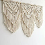 Yeknu Handwoven Macrame Tassel Pendant Wall Hanging  Tapestry  with  Wooden Stick Hand-Woven Bohemia Tassel Curtain Tapest