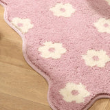 Yeknu Tufting Flower Bathmat Fluffy Floral Rug Flocking Bathroom Tub Side Mat Door Carpet Floor Anti Slip Doormat Home Room Decor