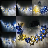 Yeknu 1.65M 10LED Judaism Mogen David Star Lights String Hanukkah Shavuot Jewish the Feast of the Dedication Menorah Party Supplies