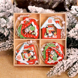 Yeknu 12/9Pcs Christmas Wooden Pendant Snowflake Xmas Tree Hanging Ornaments Christmas Decorations for Home Navidad Gift New Year