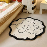 Yeknu Nordic Tufting Black White Living Room Carpet Soft Brain Shape Round Children Play Pad Anti-slip Rug Mat Kawaii Home Tidy Decor