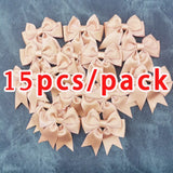 Yeknu (15pcs/pack) Size 7cm Pink Gold Dust Ribbon Bow Handmade Crafts DIY Gift Wrapping Decoration Wedding Party Supplies