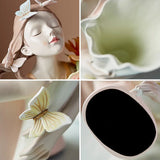 Yeknu Modern Decorative Artificial Flower Vase  Butterfly Girl Sculptures Interior Home Resin Ornaments Household Decoration Vases Hot
