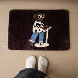 Yeknu Chic Tufting Letters Bathroom Mat Cartoon Dog Bathmat Rug Carpet Entrance Doormat Floor Anti Slip Foot Pad Aesthetic Home Decor