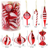 Yeknu 14pcs/box Christmas Ball Ornaments Red Candy Cane Xmas Tree Hanging Pendants Navidad New Year Home Decorations Natal Gift